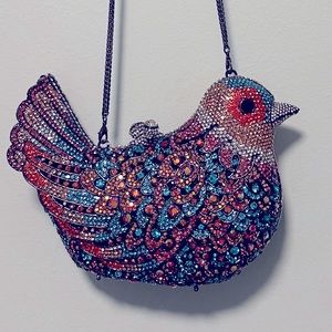 Luxury Crystal Bling BIRD Evening Clutch Bag magnetic closure